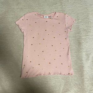 Zara RIBBED FLORAL TOP 4-5T